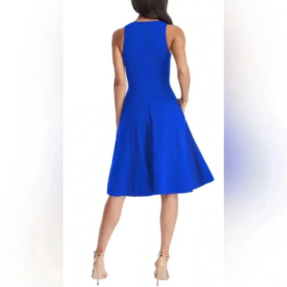 Calvin Klein Scuba Flare Royal Blue Dress Size 4 - Picture 3 of 10